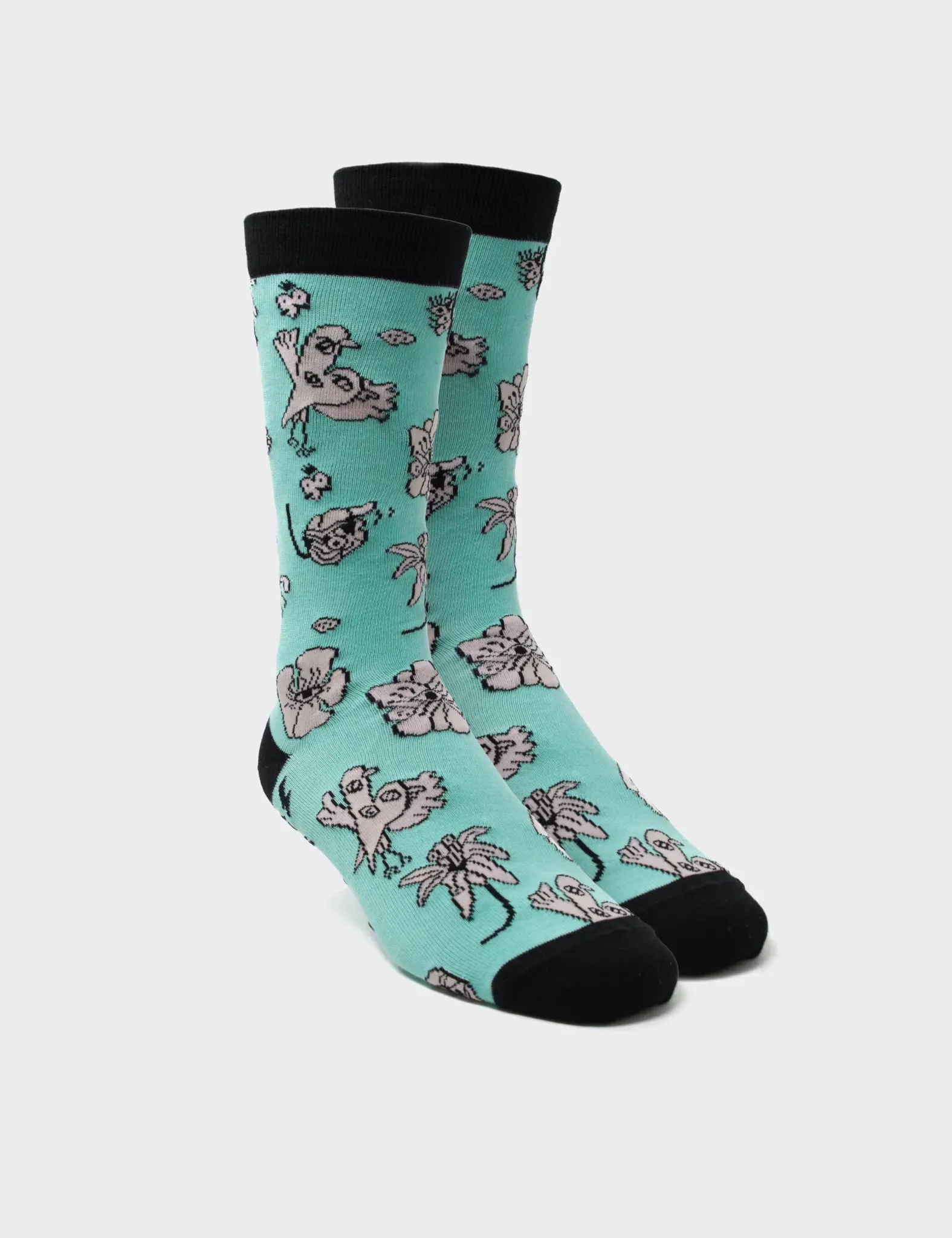 Blue and Black Socks - Floral Print