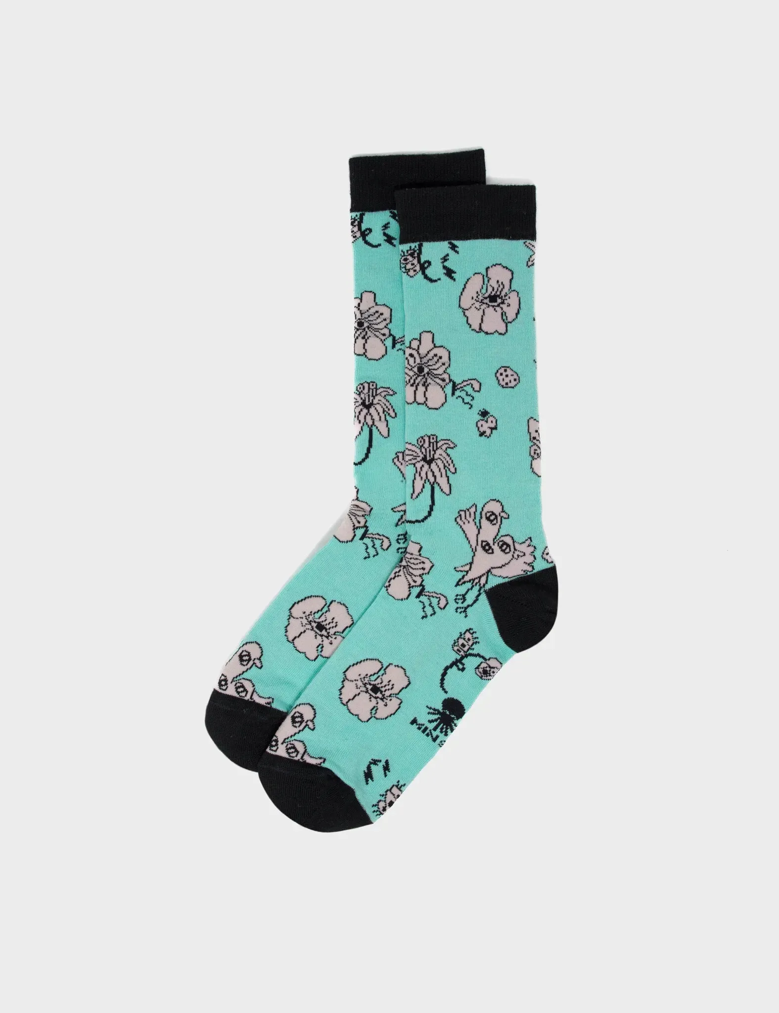 Blue and Black Socks - Floral Print