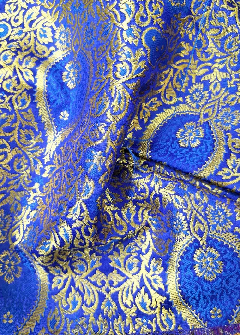 Blue Banarasi Silk Fabric ( 1 Mtr )