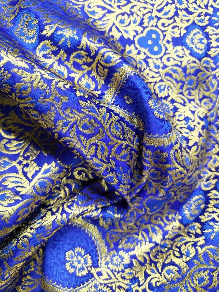 Blue Banarasi Silk Fabric ( 1 Mtr )