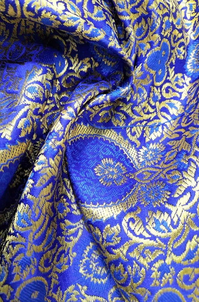 Blue Banarasi Silk Fabric ( 1 Mtr )