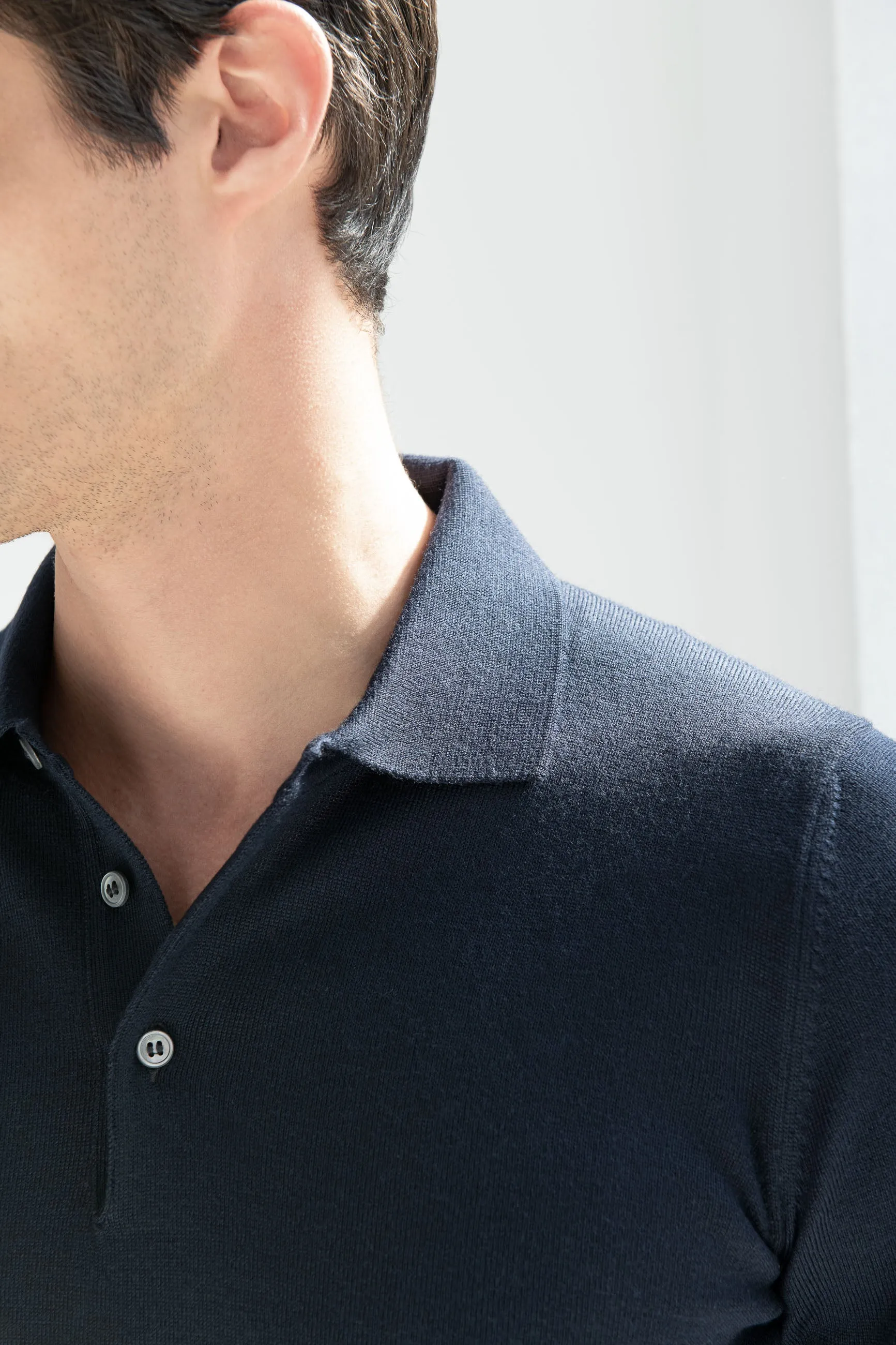 Blue Merino polo - Made in Italy