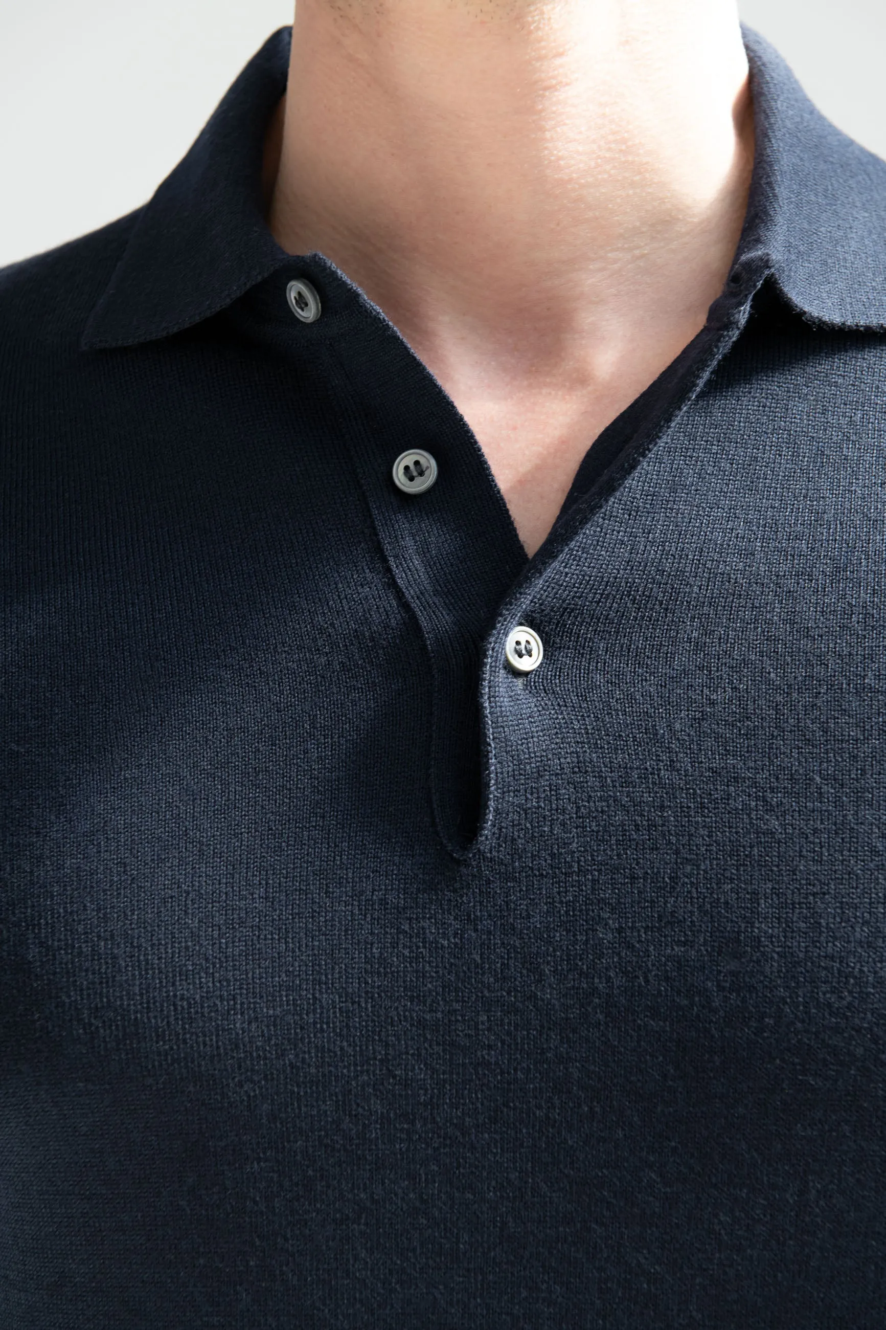 Blue Merino polo - Made in Italy