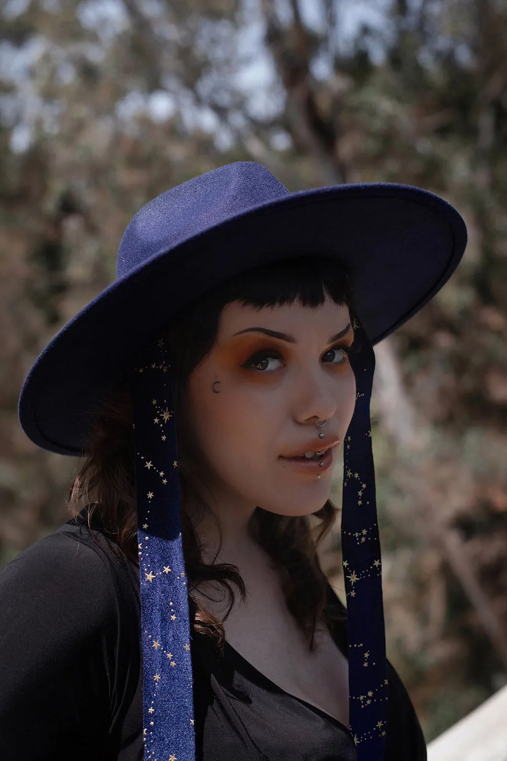 Blue Stargazer Veiled Hat