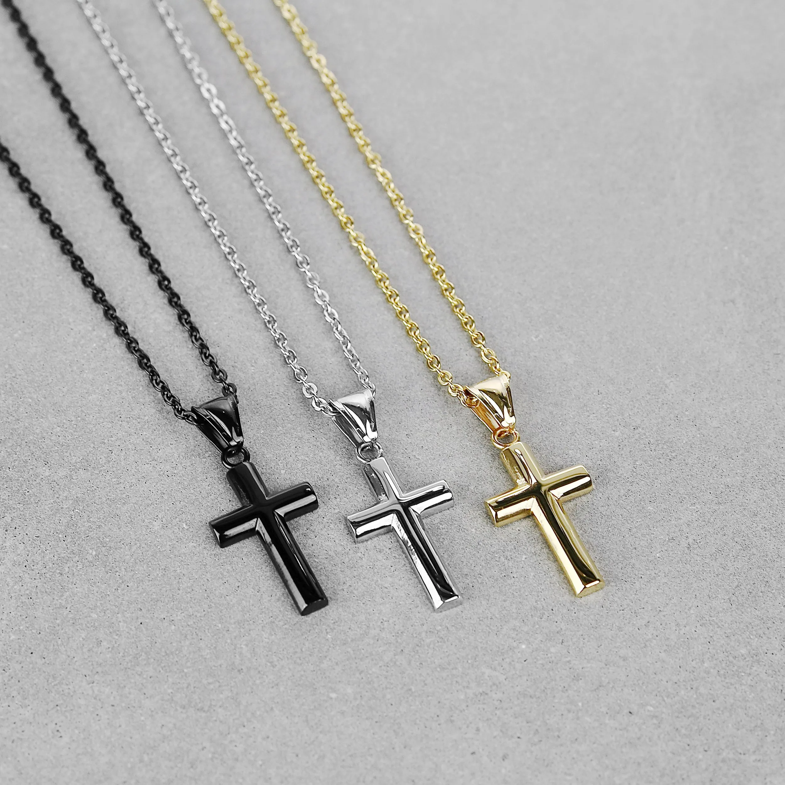 Bold Cross Necklace - Black