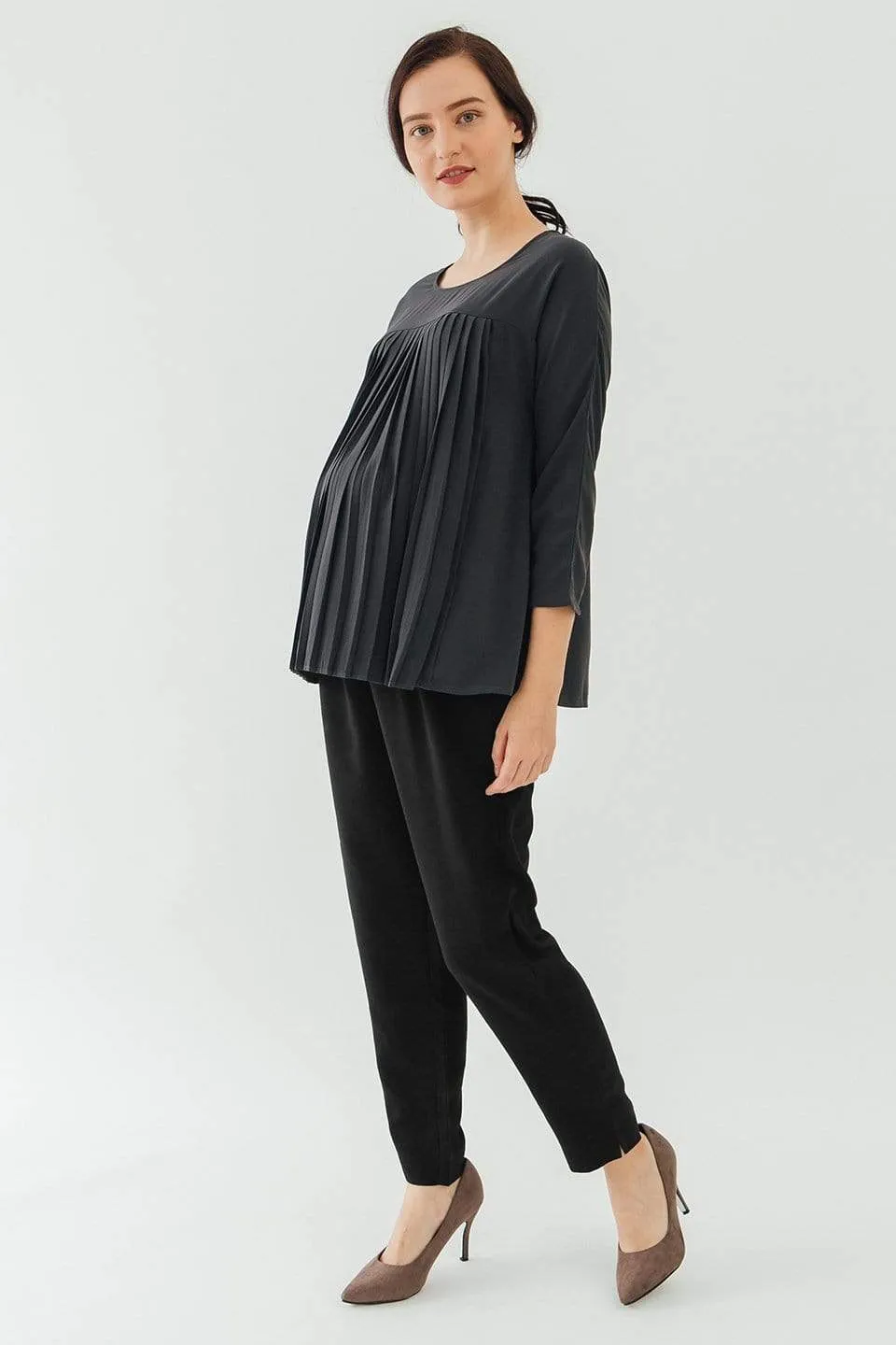 Bove Chavela Drawstring Semi-baggy Maternity Pants Navy