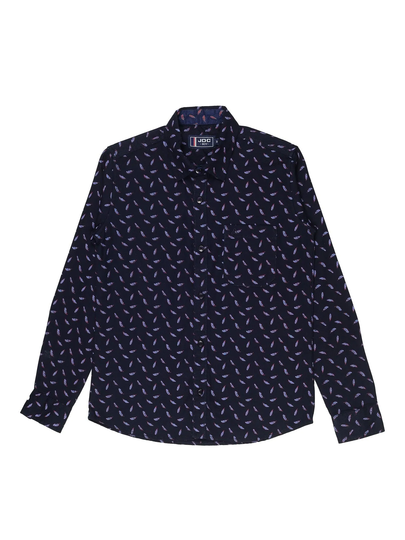 BOY'S BLACK PRINT REGULAR FIT SHIRT