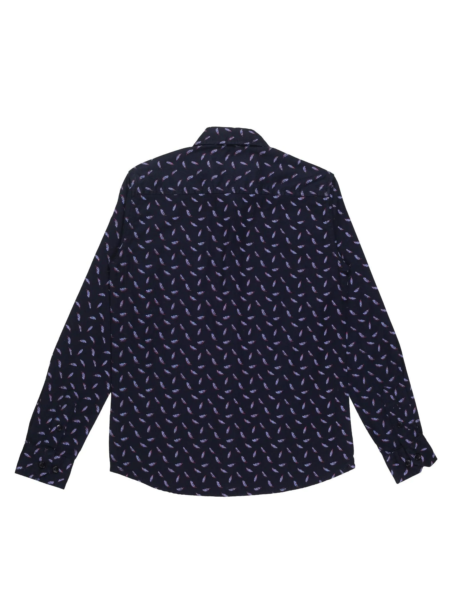 BOY'S BLACK PRINT REGULAR FIT SHIRT