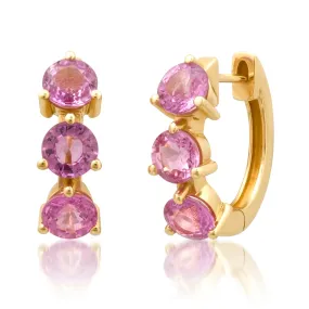 Brilliant Pink Sapphire Hoop Earrings