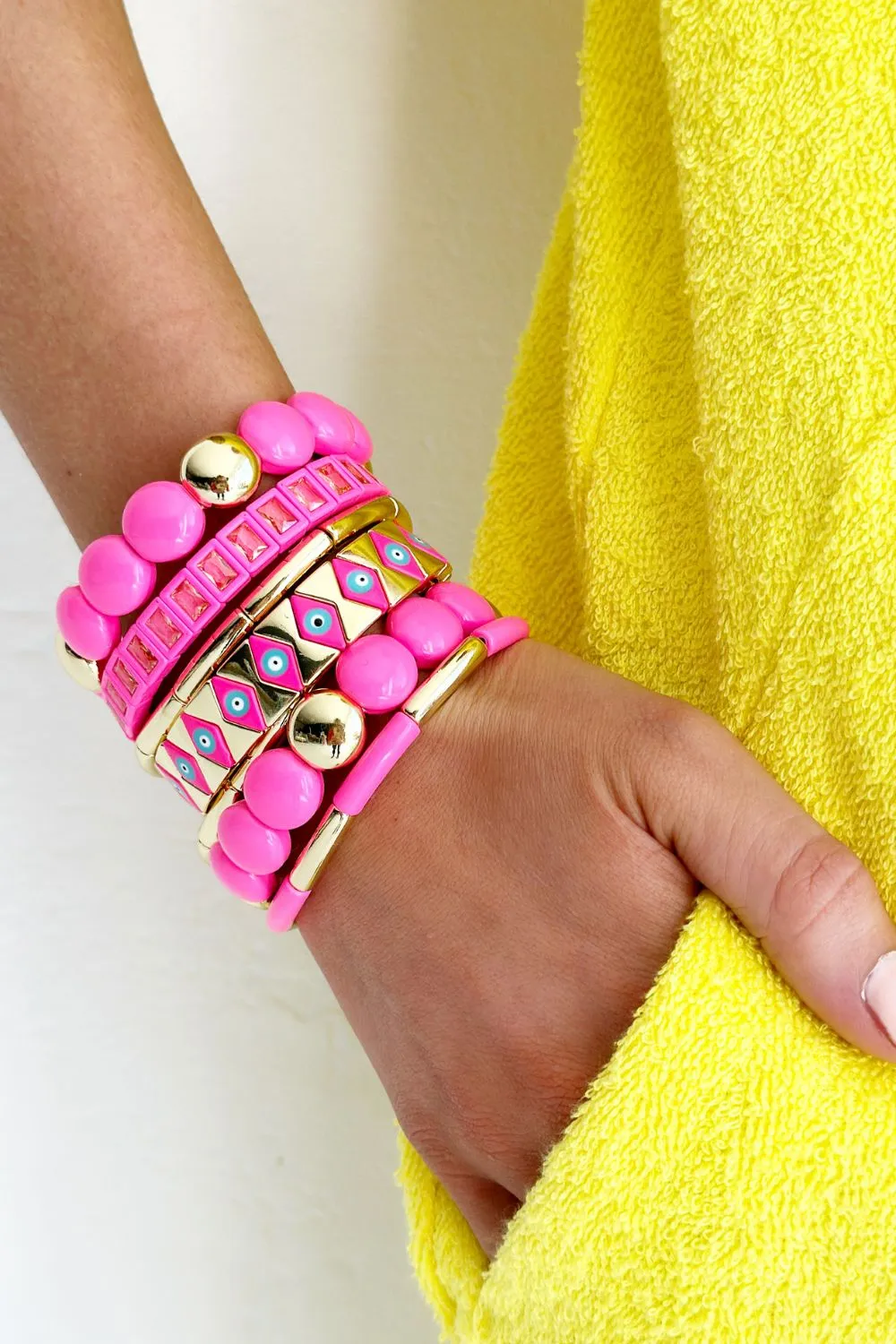 Bubble Bracelet | Hot Pink & Gold