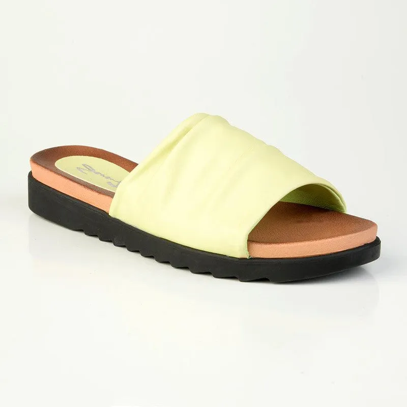 Cabo ladies Flat Push In Sandal - Lime