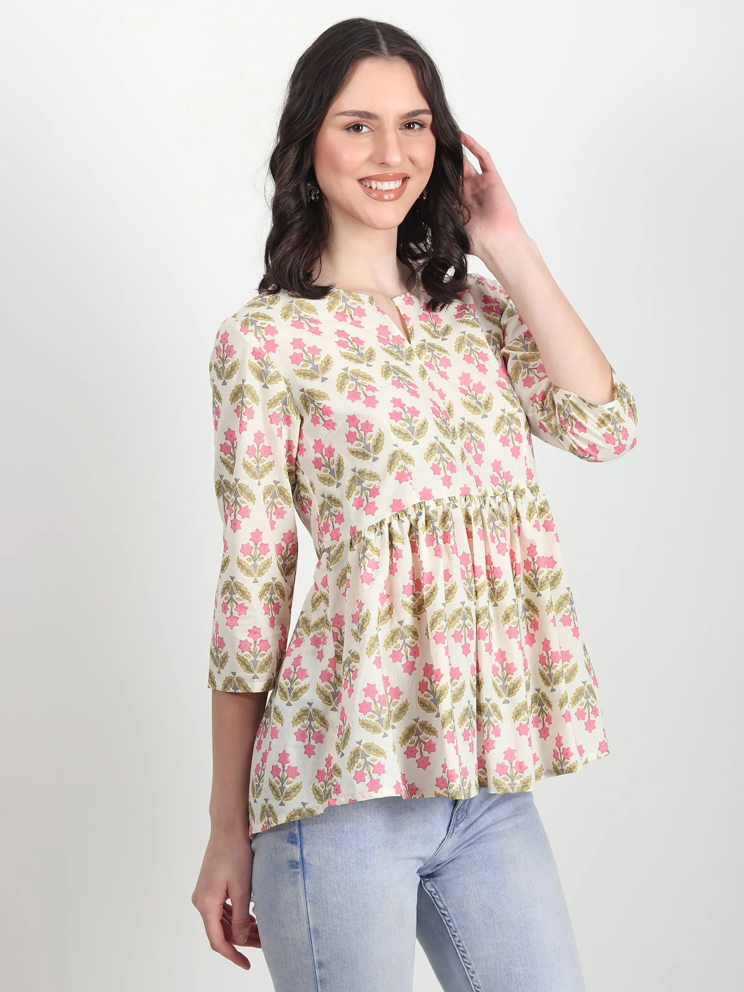 Candice pink floral printed Top