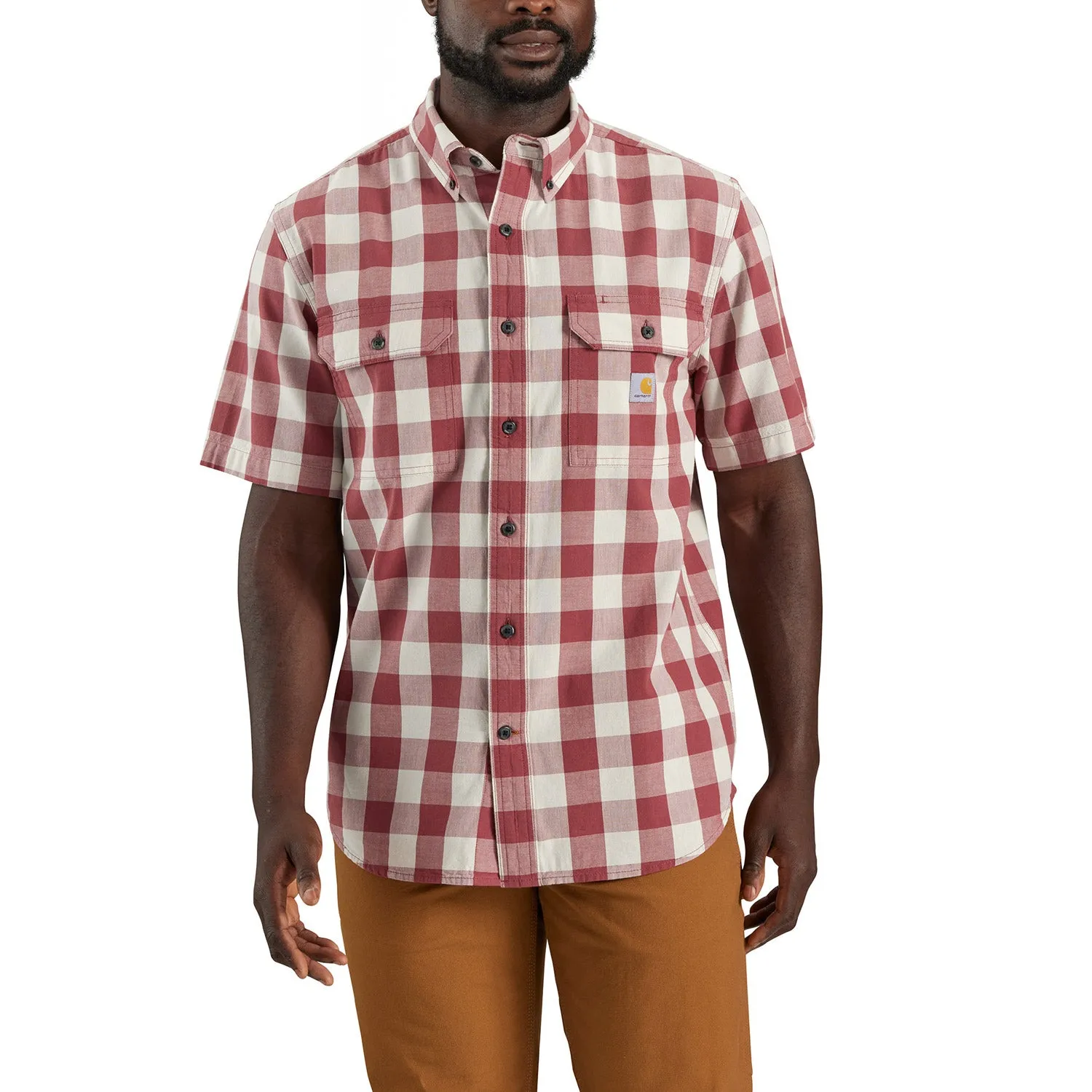 Carhartt Men's Loose Fit Button-Down Short Sleeve Plaid Work Shirt