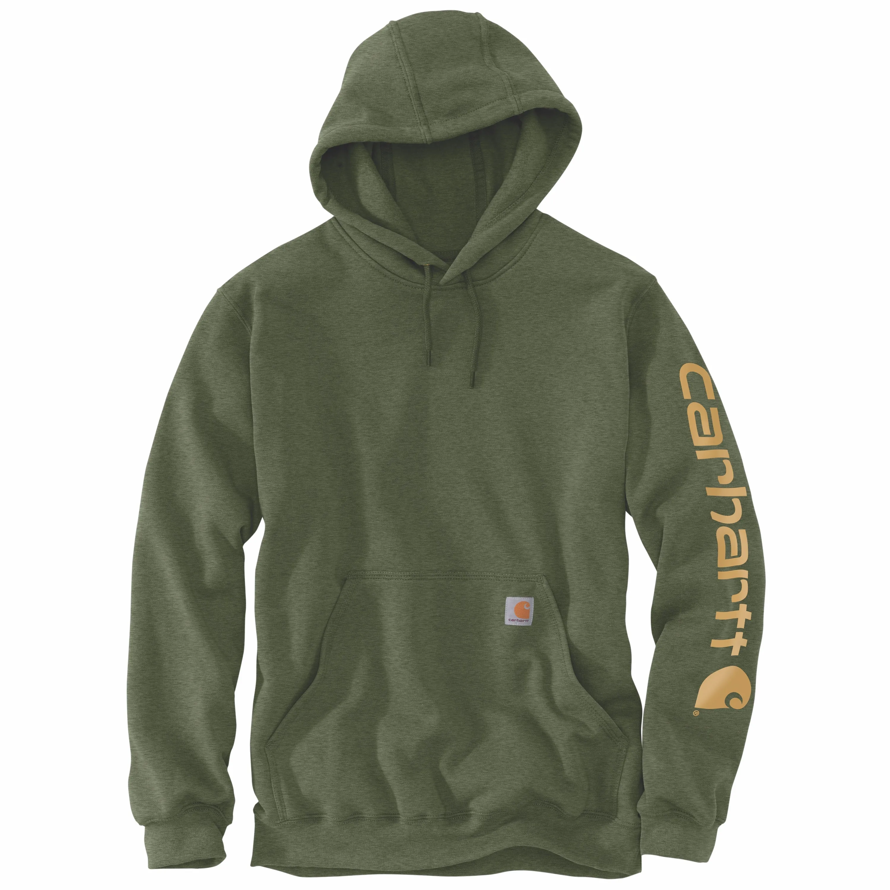 Carhartt Men's Signature Logo Hooded Pullover Sweatshirt_Winter Moss Heather