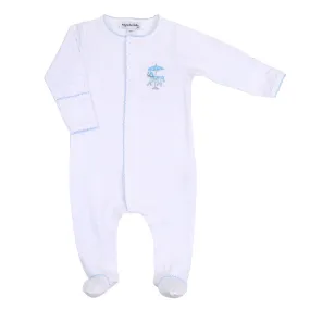 Carousel Embroidered Footie | Light Blue