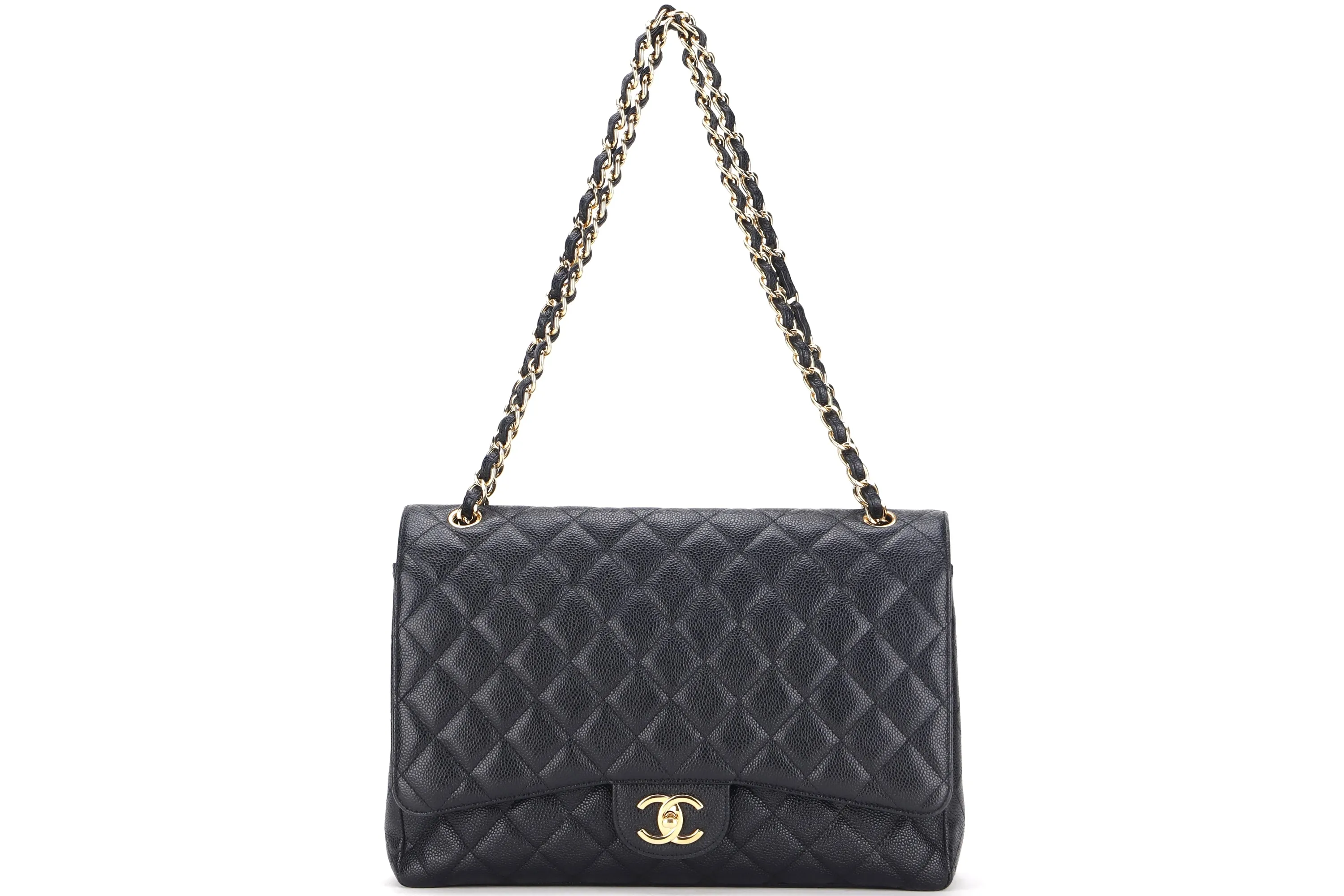 CHANEL CLASSIC FLAP MAXI (1724xxxx) BLACK CAVIAR LEATHER GOLD HARDWARE, WITH CARD, DUST COVER & BOX