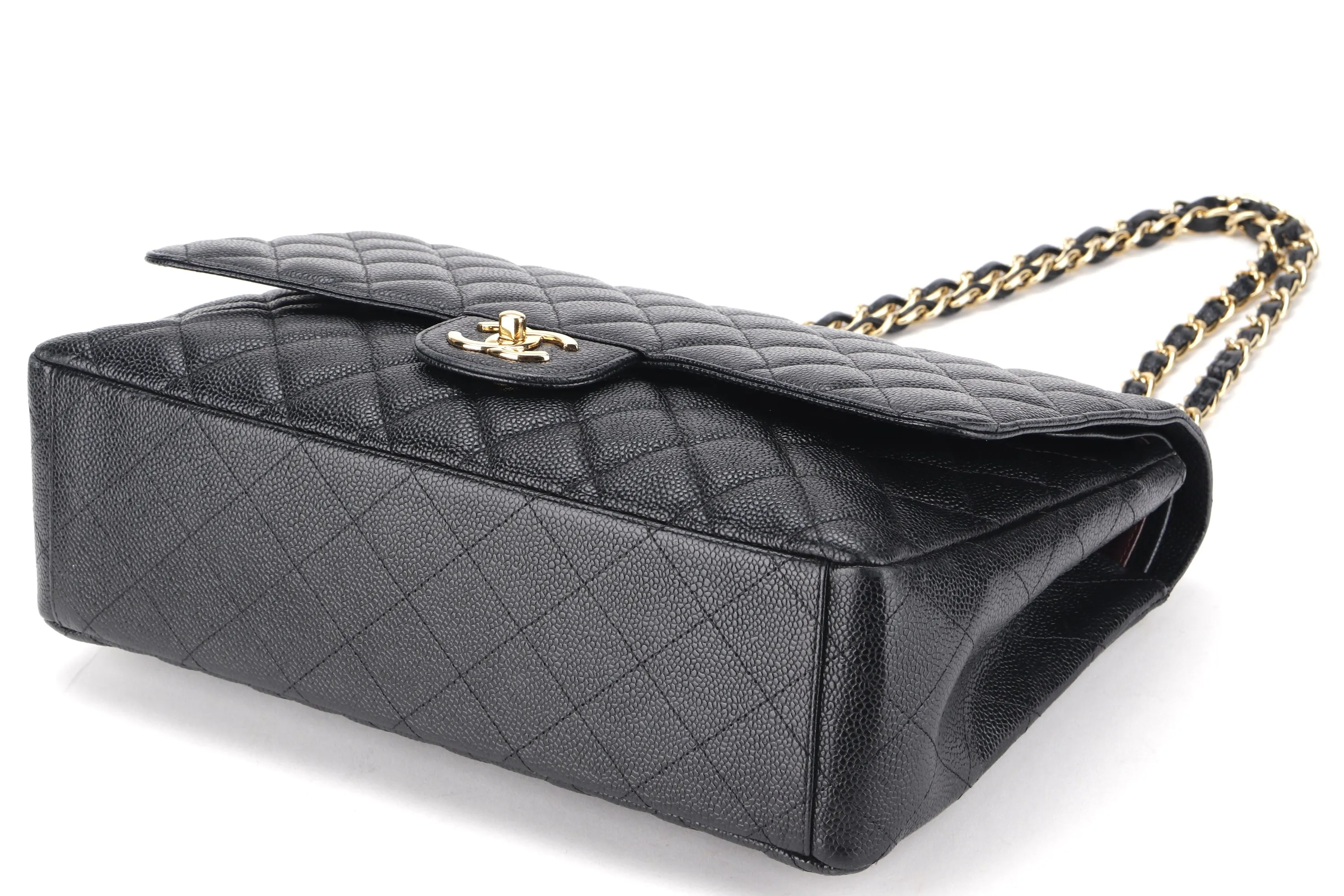 CHANEL CLASSIC FLAP MAXI (1724xxxx) BLACK CAVIAR LEATHER GOLD HARDWARE, WITH CARD, DUST COVER & BOX