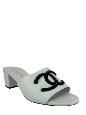 CHANEL Lambskin Beaded CC Mule Sandals Size 9.5