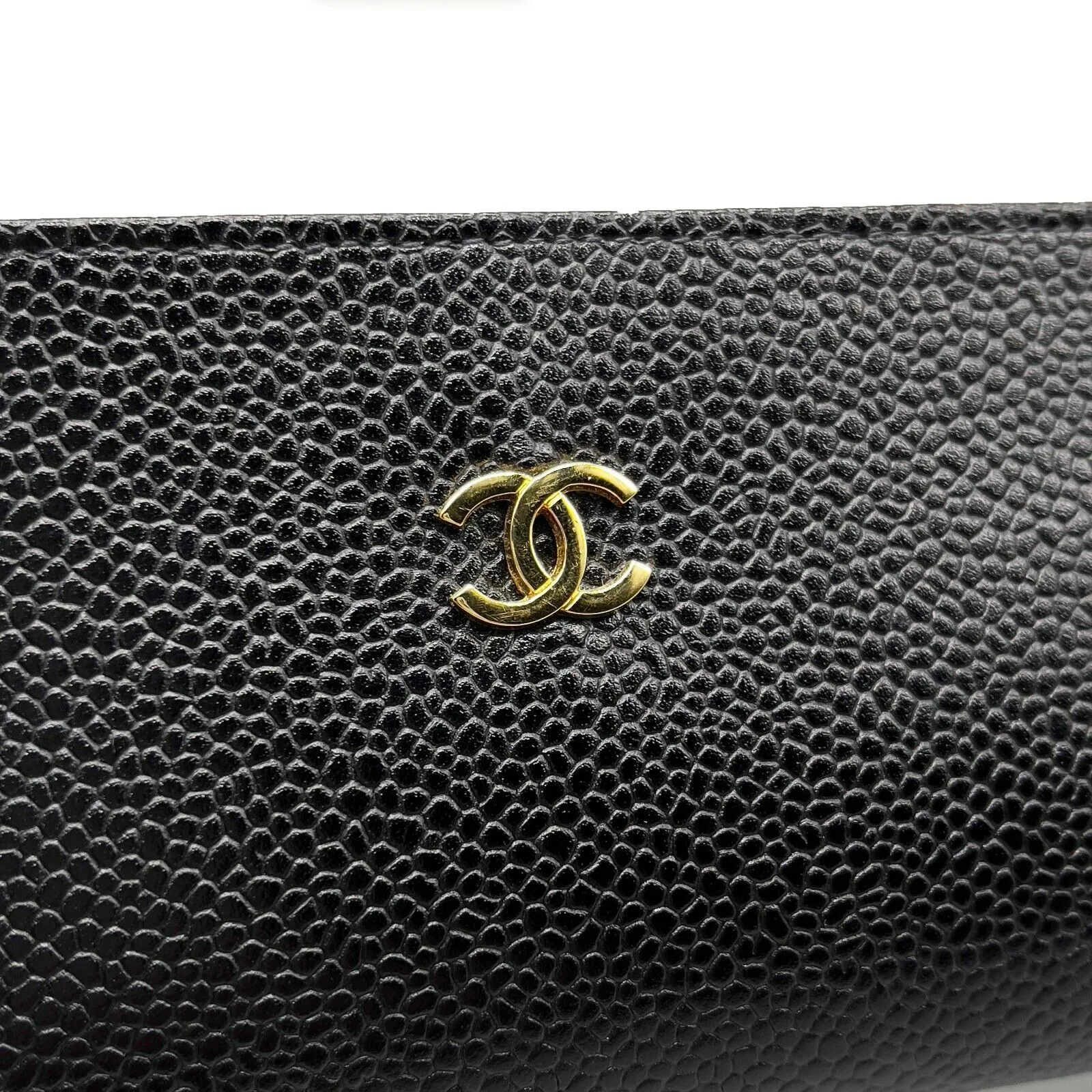 CHANEL - Vintage 96 Small Black Case / Pouch / Makeup Bag Caviar Leather / CC Lo