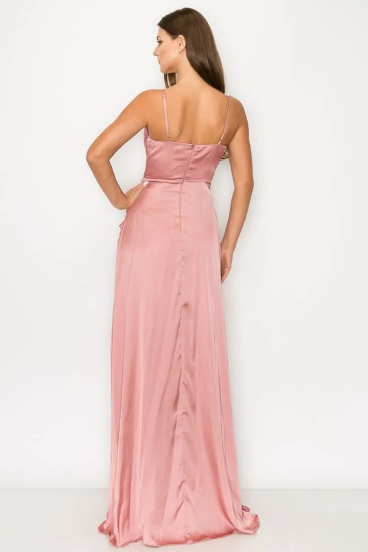 Charlize Satin Cascading Ruffle Maxi