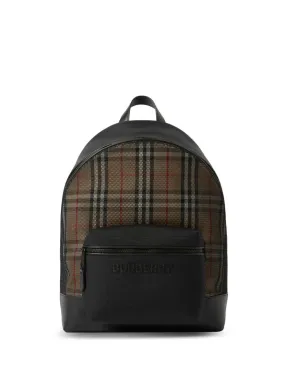 Check-Print Embossed-Logo Backpack