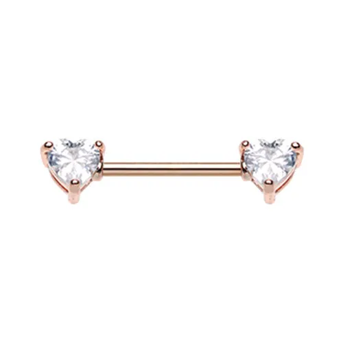 Classic Duo Heart Nipple Rings with Rose Gold Plating