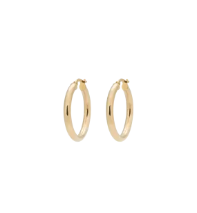 Classic Round Hoop Earrings (M) 14K