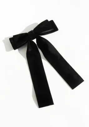 Classic Velvet Hair Bow Barrette in Black