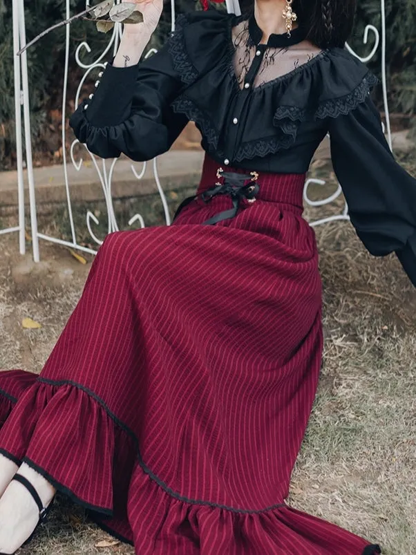 Crimson Petal Edwardian-Inspired Outfit (Blouse Skirt)