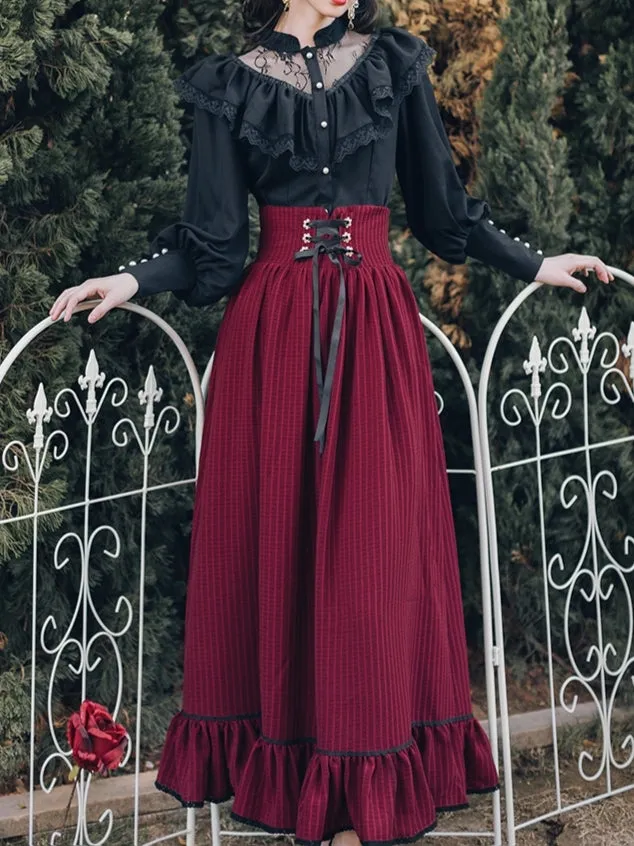 Crimson Petal Edwardian-Inspired Outfit (Blouse Skirt)