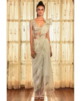 Danik Silk Organza Drape Sari