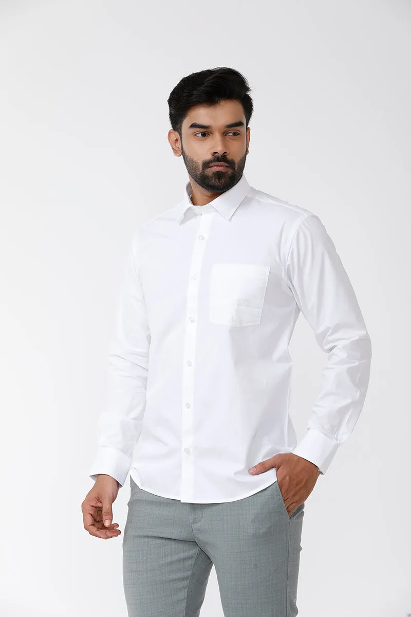 Delight Cotton Solid Regular Fit White Trending Formal Shirt for Men