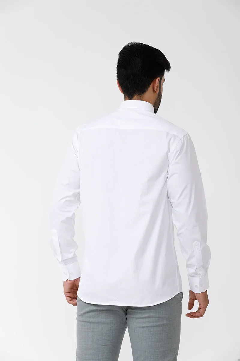 Delight Cotton Solid Regular Fit White Trending Formal Shirt for Men