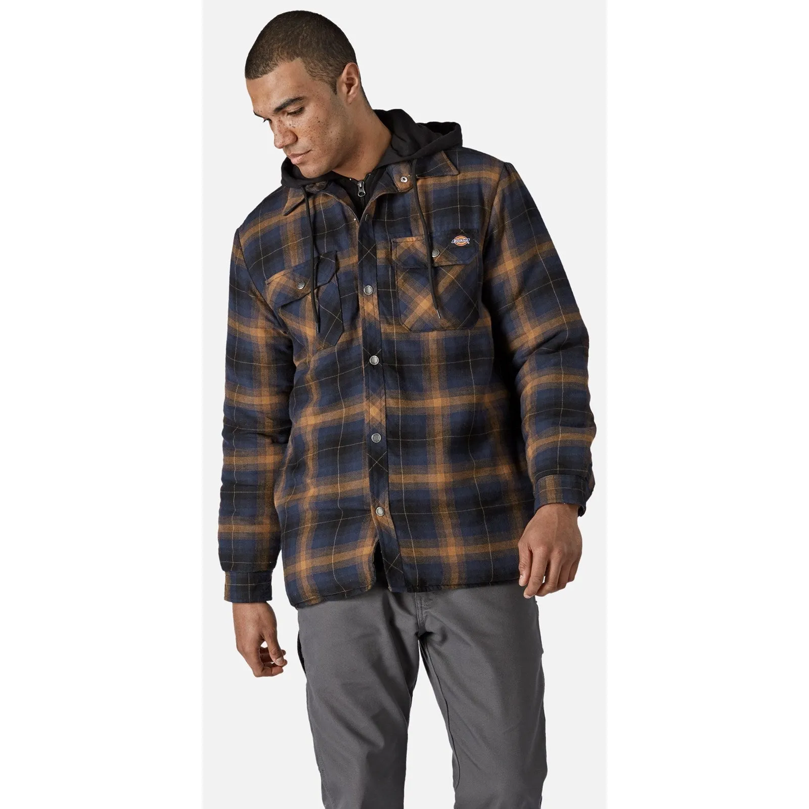 Dickies Fleece Hood Flannel Shirt Jacket