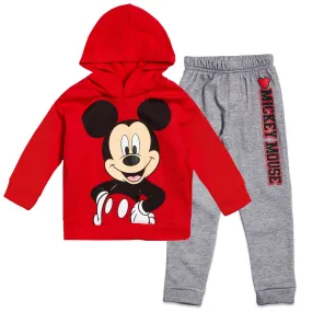 Disney Mickey Mouse Fleece Pullover Hoodie and Pants Outfit Set