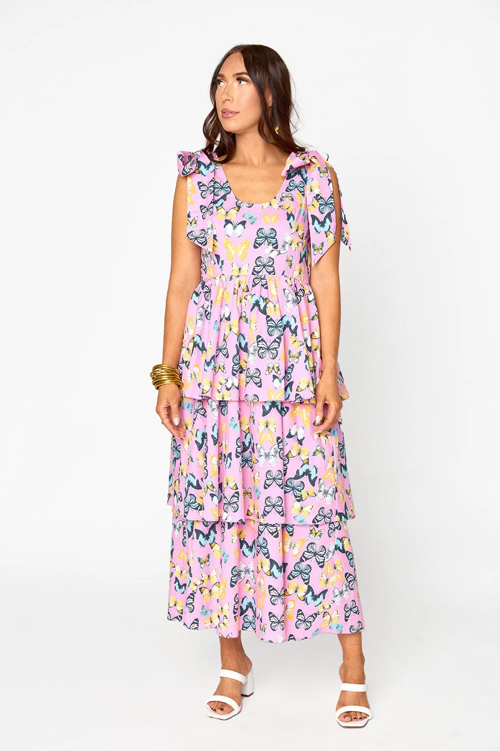 Drew Tiered Midi Dress - Feelin' Butterflies