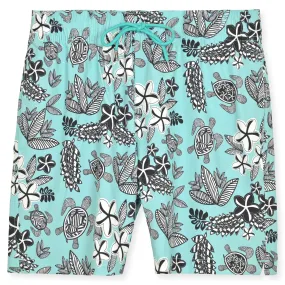 Eggshell Blue Geo Turtles Swim Trunk