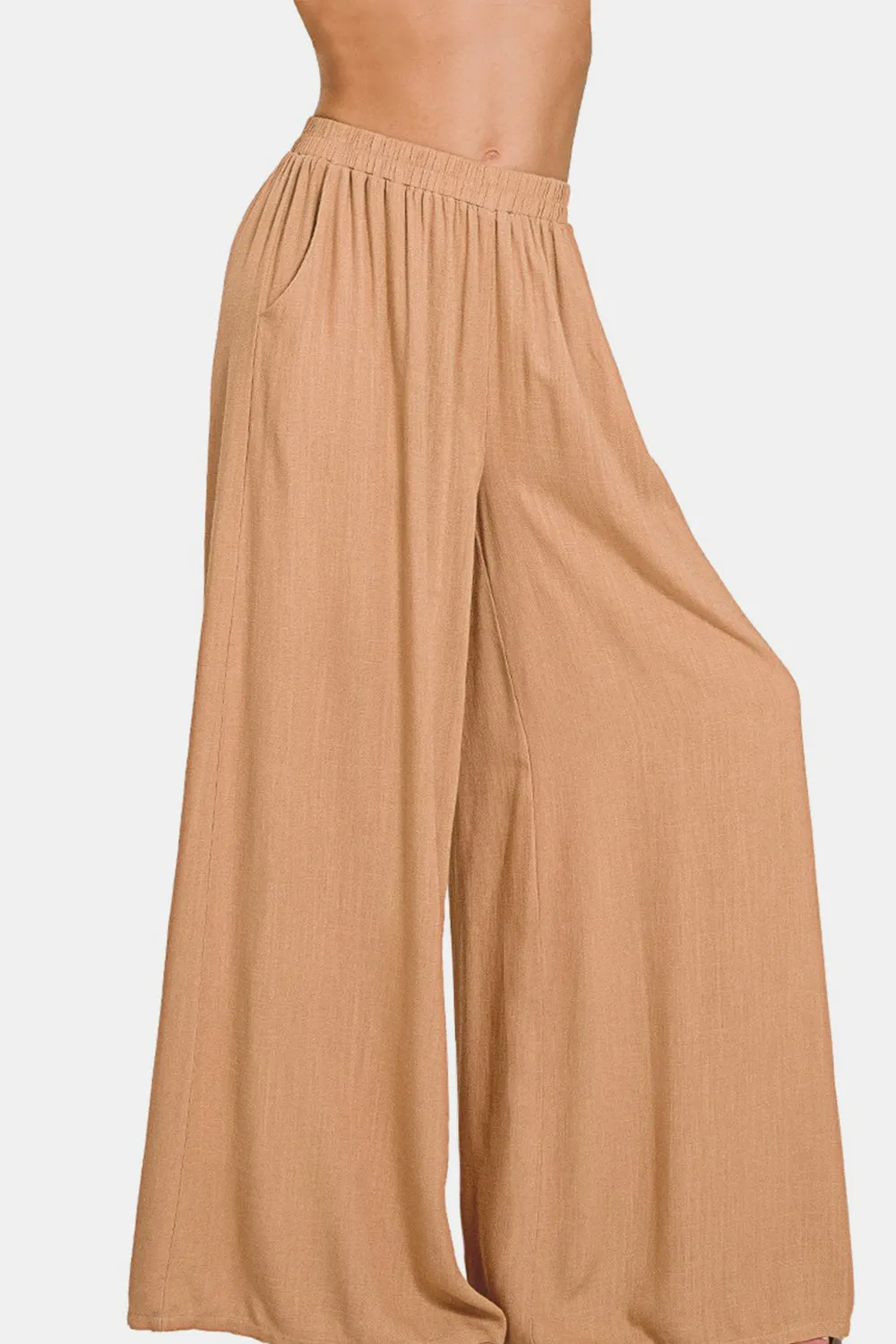 Elegant Tailored Linen Wide Leg Pants