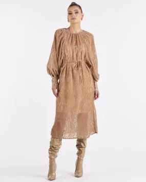 Embossed Midi Dress Biscuit