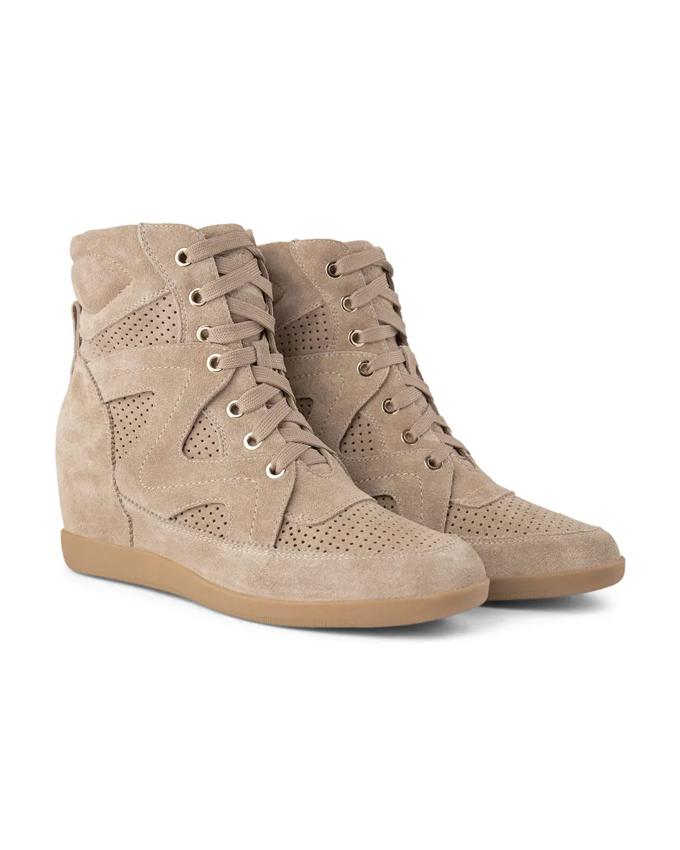 Emmy Lace Ruskinds Sneaker med Kilehæl - TAUPE