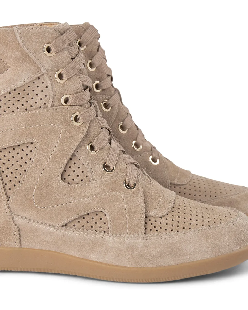 Emmy Lace Ruskinds Sneaker med Kilehæl - TAUPE