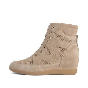 Emmy Lace Ruskinds Sneaker med Kilehæl - TAUPE