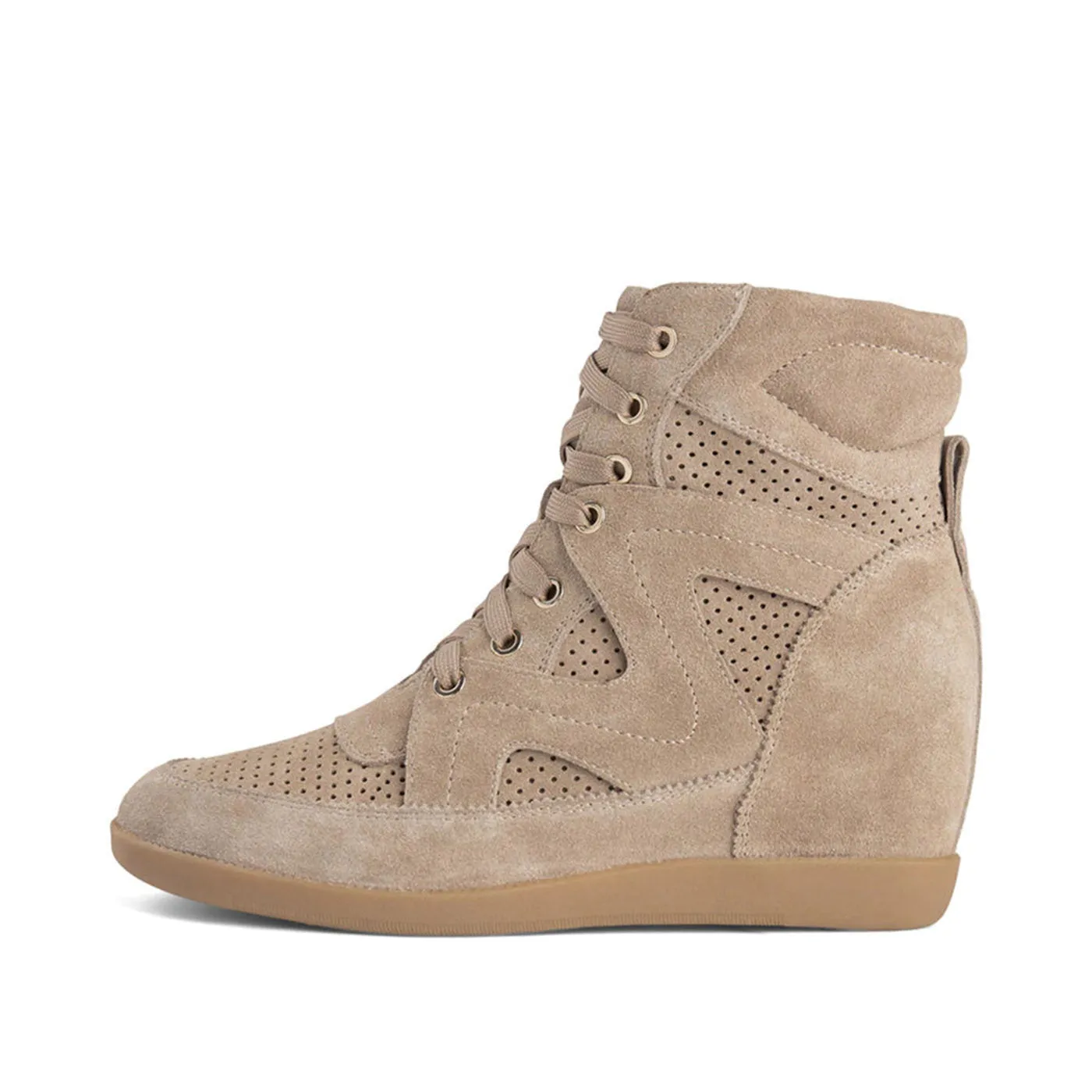 Emmy Lace Ruskinds Sneaker med Kilehæl - TAUPE