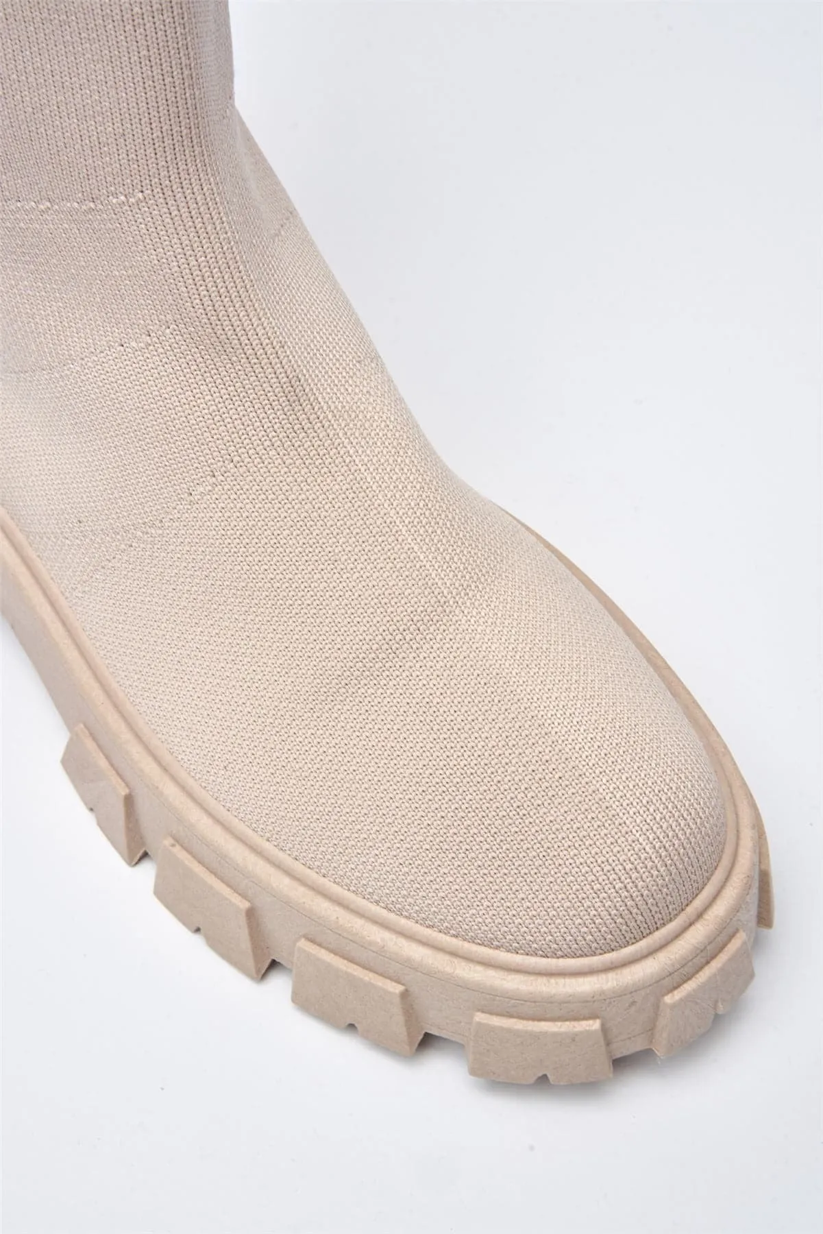 Enid Chunky Sock Boot in Cream