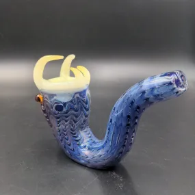 Fanged Blue Snake Glass Pipe - 5