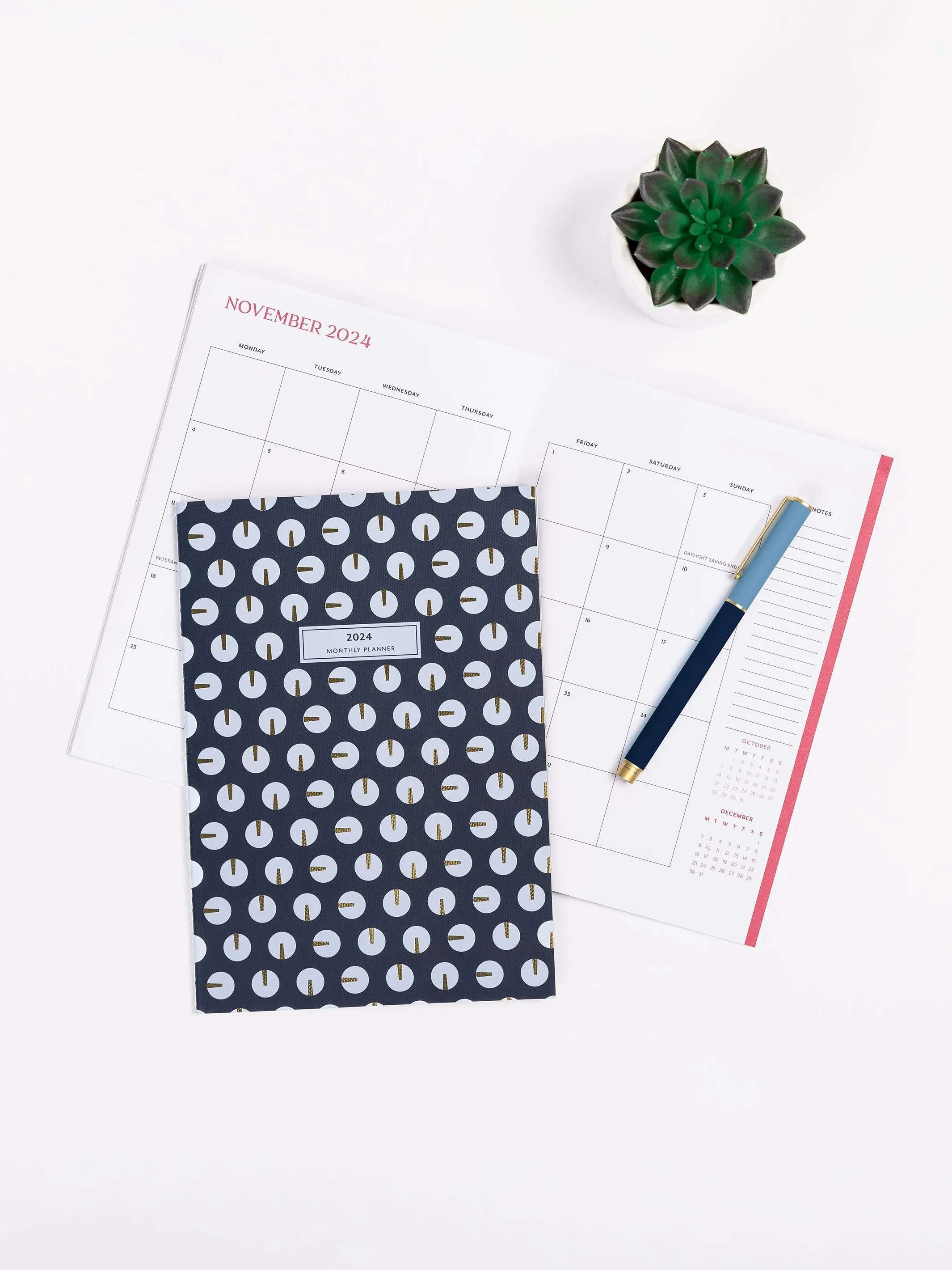 FINAL SALE - 2024 Medium Monthly Planner | Tick Tock Blue & Gold