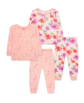 Floral 4-Piece Bamboo Pajama Set (2T-4T)