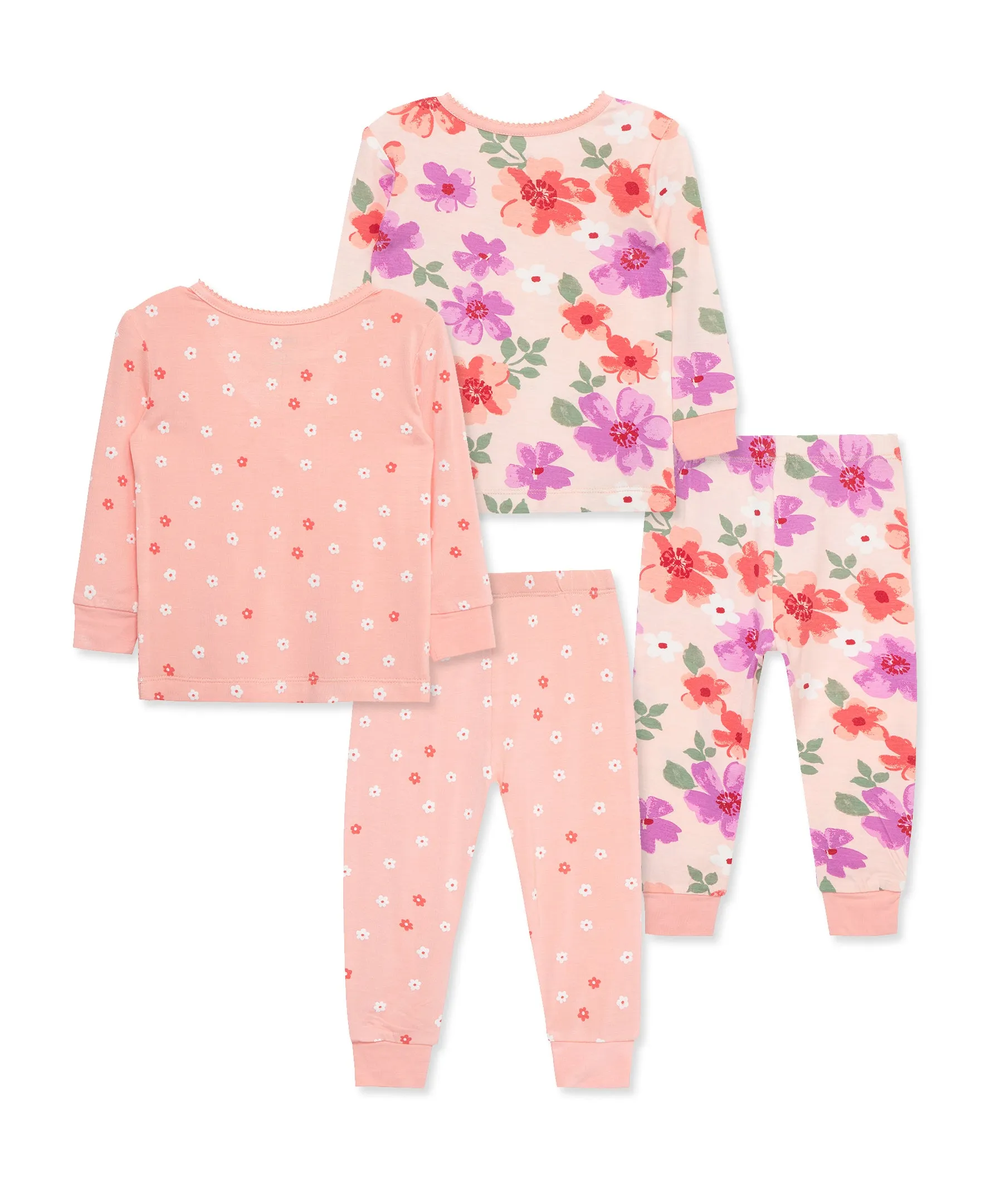 Floral 4-Piece Bamboo Pajama Set (2T-4T)