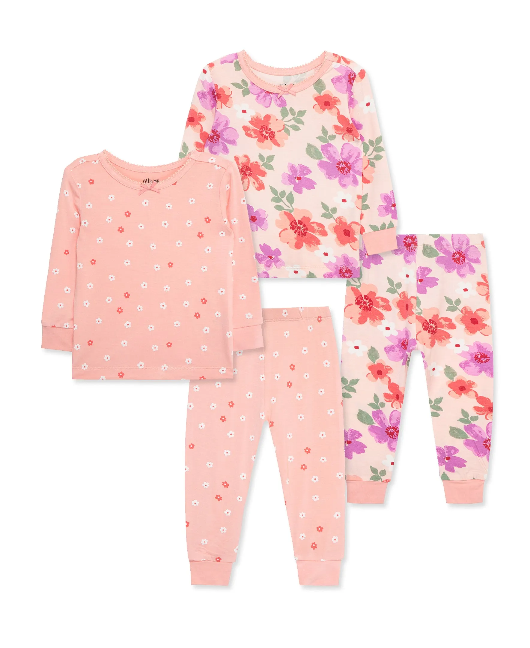 Floral 4-Piece Bamboo Pajama Set (2T-4T)