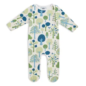 Footed Romper - Trees Blue & Green